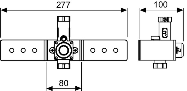 Зображення з  TECE TECEbox, корпус клапана змиву U 1 з фіксатором для пісуару #9370021