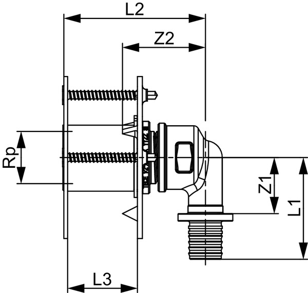 TECE TECEflex Wanddurchführung mit Druckring, Dimension 16 x Rp 1/2" Siliziumbronze #708705