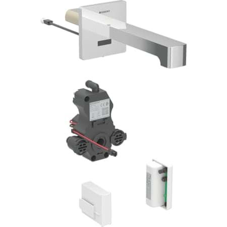 Picture of GEBERIT Brenta washbasin tap, wall-mounted, generator operation, for concealed function box gloss chrome-plated #116.276.21.1