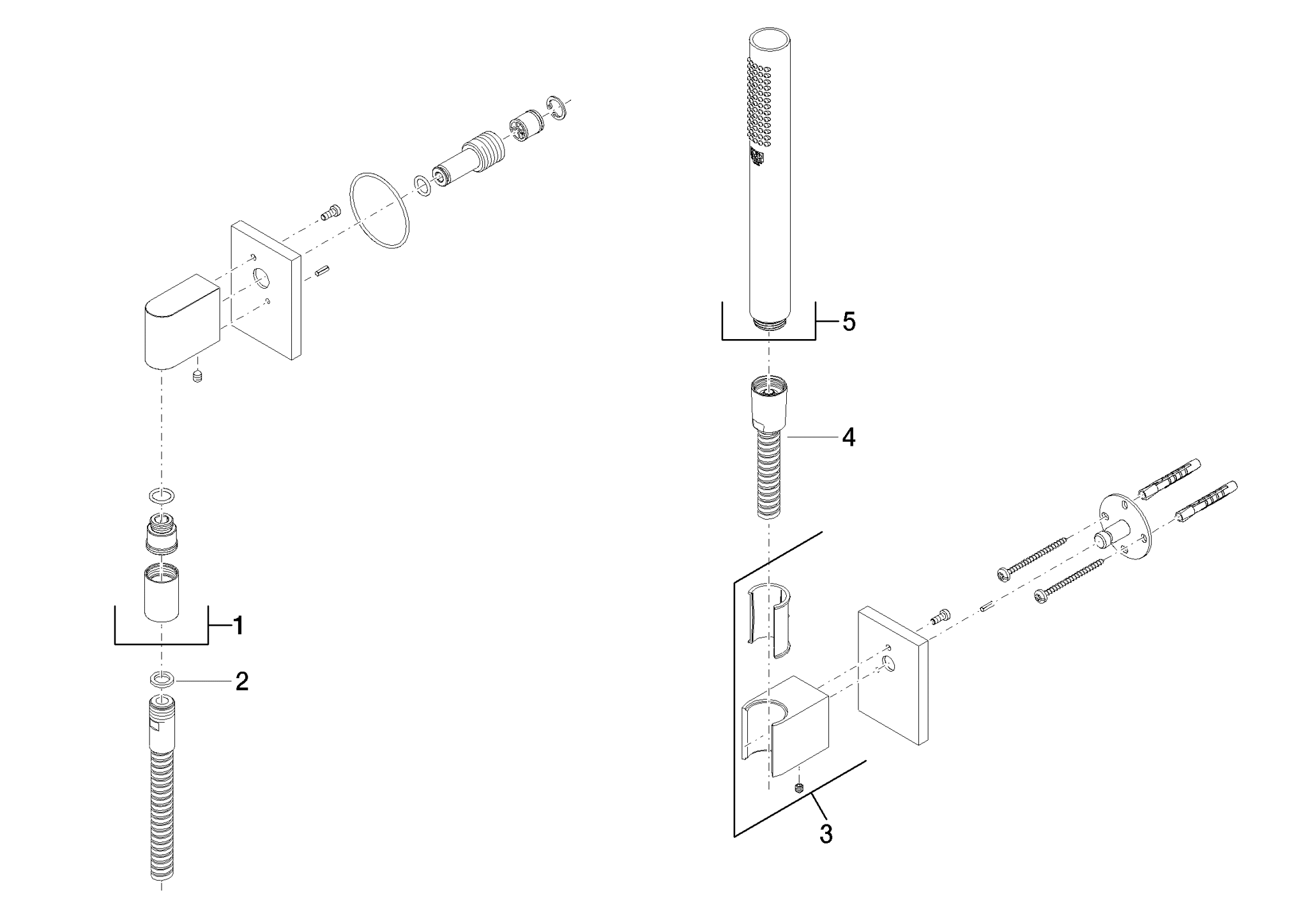 Obrázek DORNBRACHT Sprchová souprava SUPERNOVA s jednoduchými rozetami - chrom #27808730-00