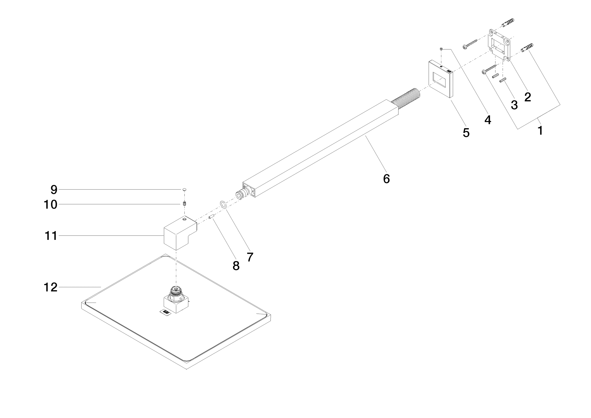 DORNBRACHT SYMETRICS Tepe duşu Duvardan bağlantılı 300 x 240 mm - Krom #28745980-00 resmi