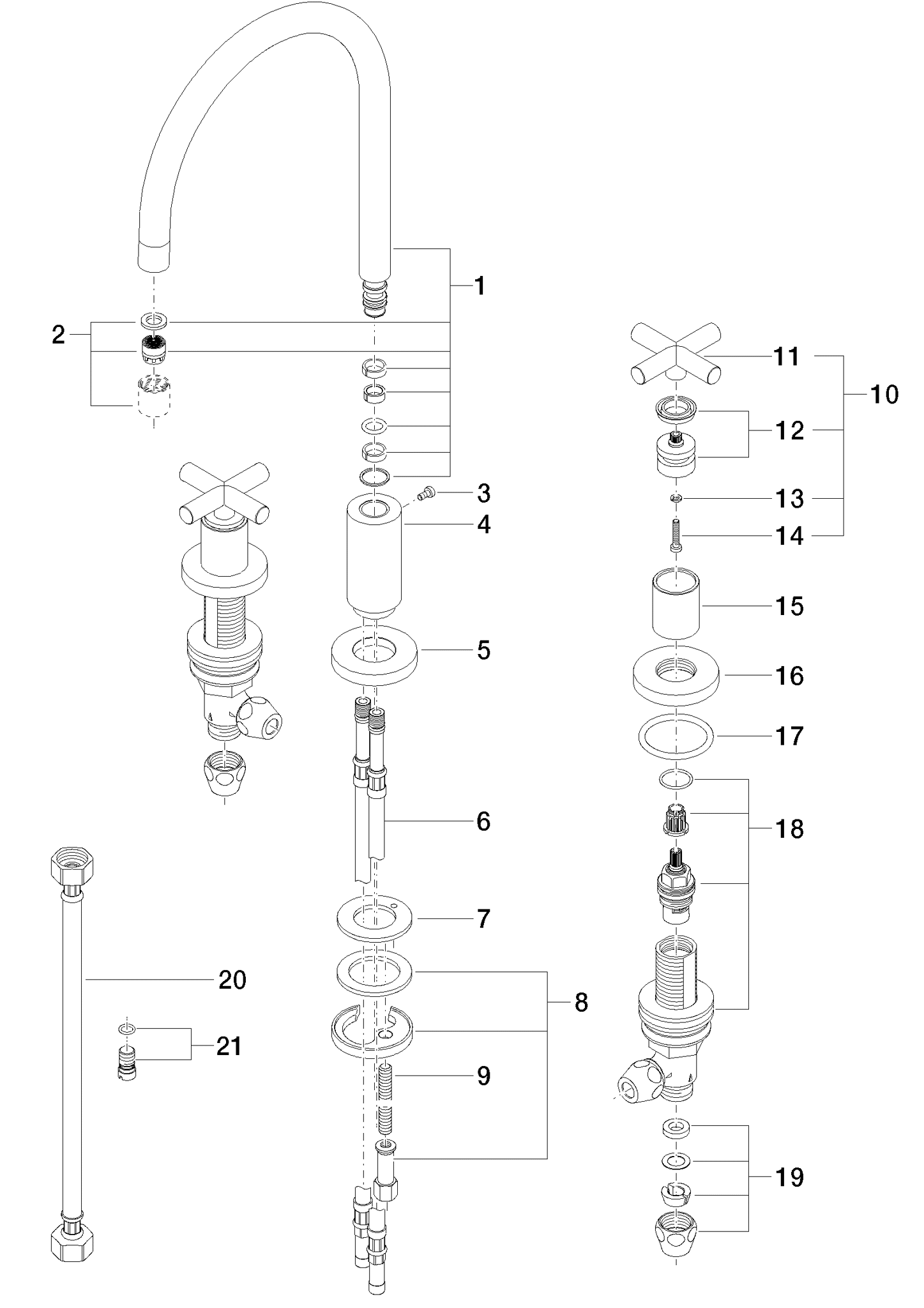 DORNBRACHT TARA Dreilochbatterie - Platin gebürstet #20712892-06