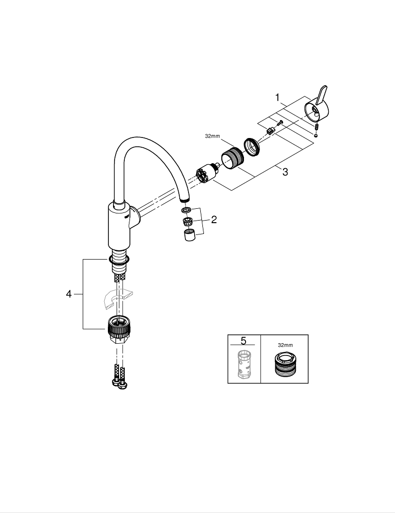 Picture of GROHE Eurosmart Cosmopolitan Single-lever sink mixer 1/2″ Chrome #3284320E