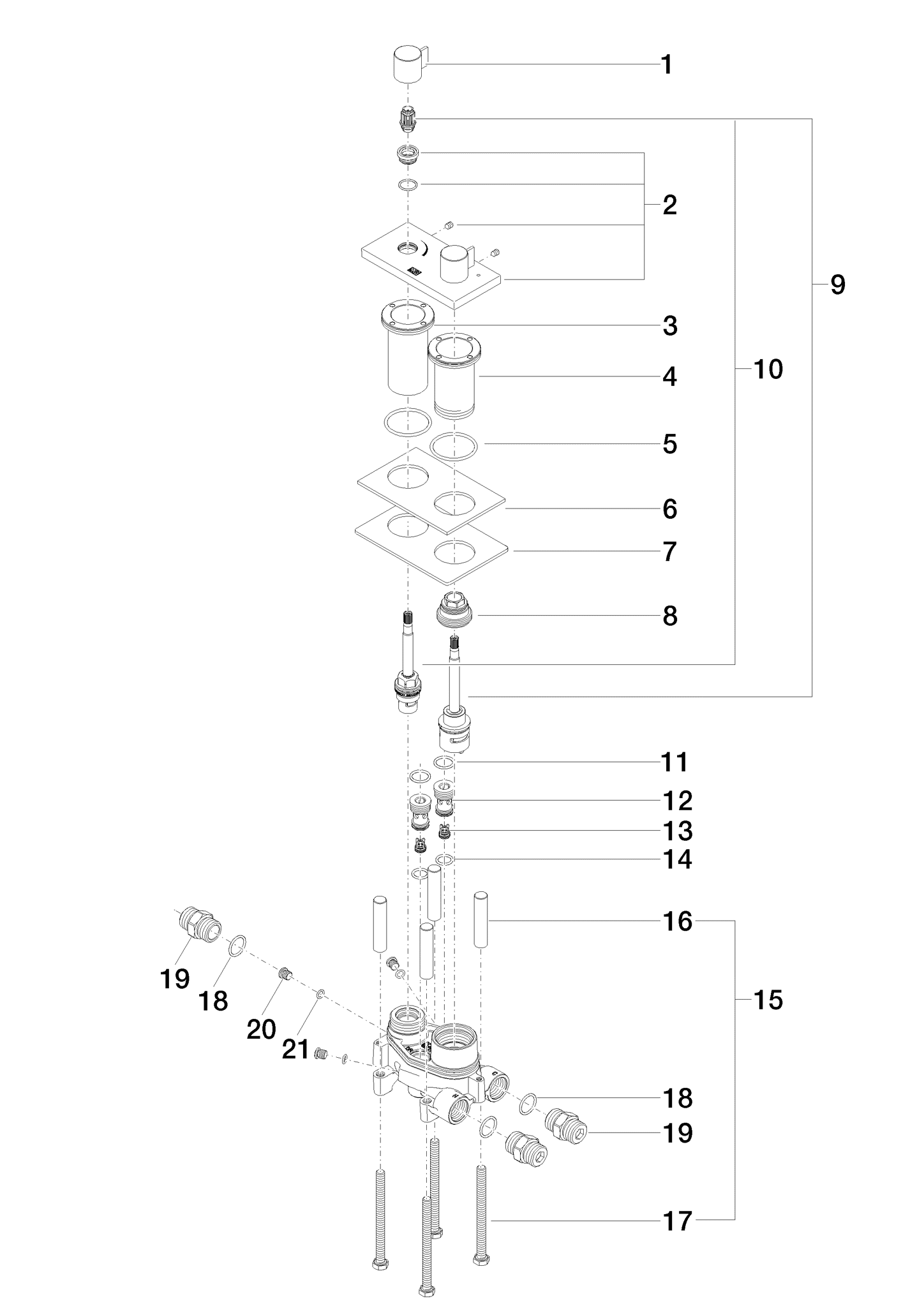 Obrázek DORNBRACHT Směšovací ventil SYMETRICS xGATE s regulací průtoku pro montáž na podlahu - chrom #20020985-00