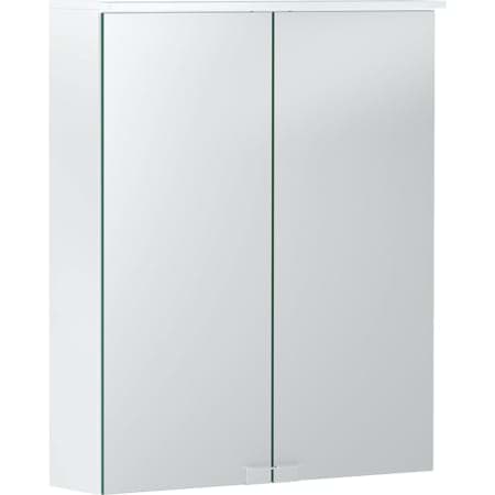Picture of GEBERIT Option Basic mirror cabinet with lighting and two doors #500.257.00.1 - Body: matt white / melamine-coated Doors: mirrored inside and outside