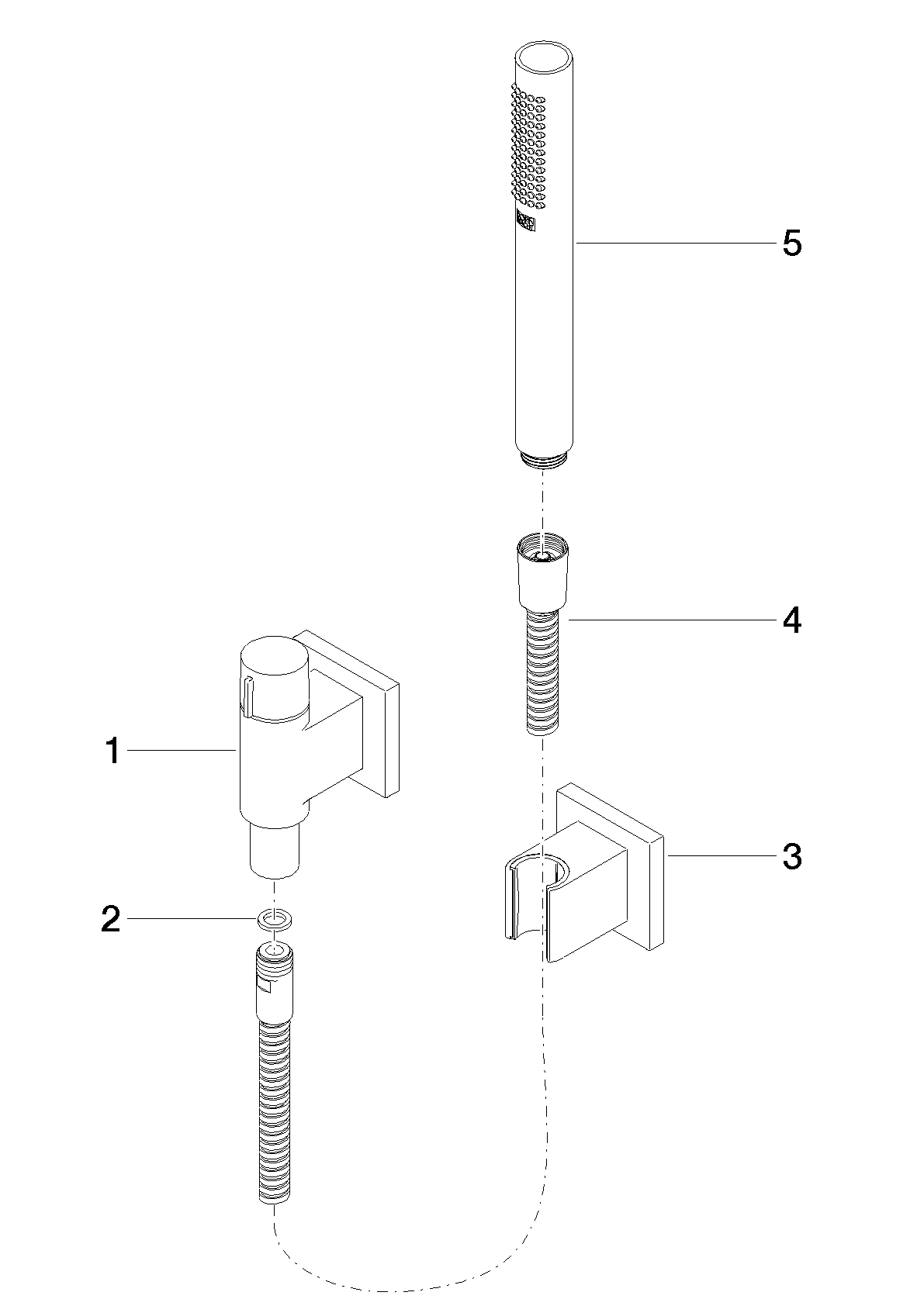 Bild von DORNBRACHT Schlauchbrausegarnitur mit Einzelrosetten mit Mengenregulierung - Chrom #27809980-00