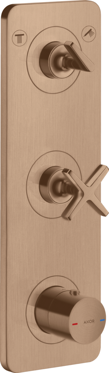 HANSGROHE AXOR Citterio E Thermostatmodul 380/120 Unterputz für 2 Verbraucher mit Platte #36703310 - Brushed Red Gold