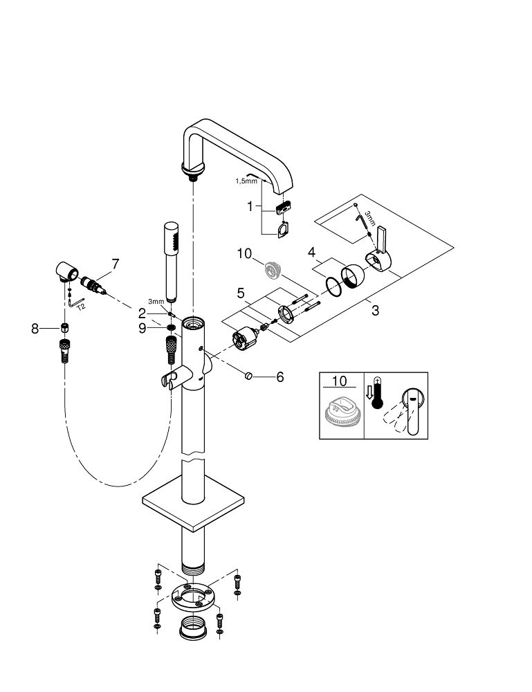 Зображення з  GROHE Allure Одноважільний змішувач для ванни, 1/2″, підлогового монтажу хром #32754001