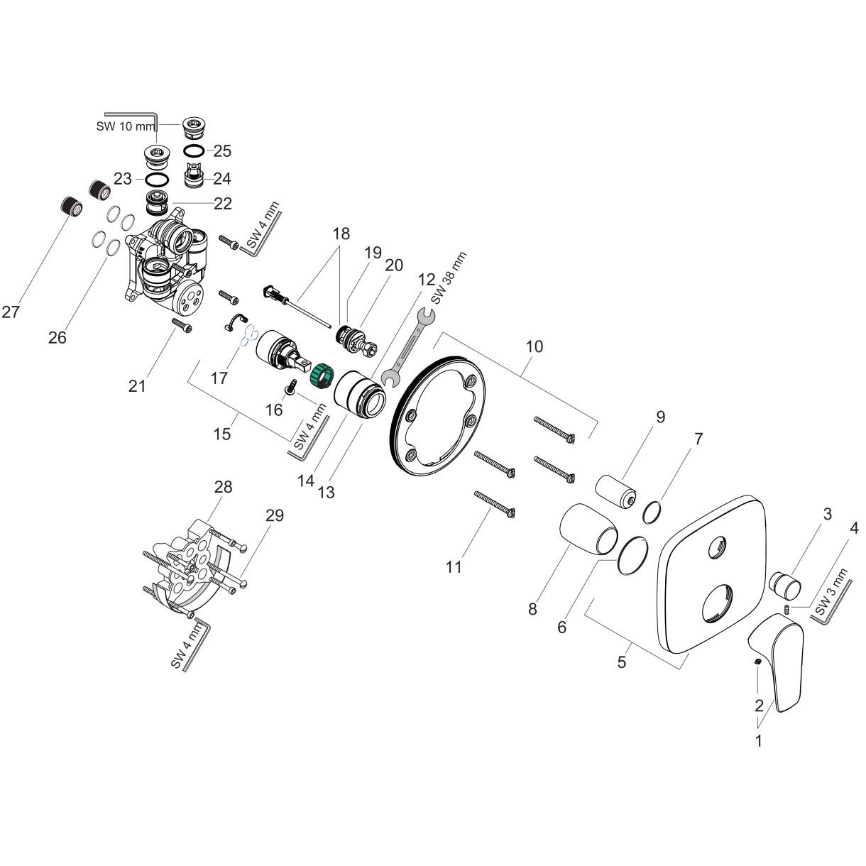 Bild von HANSGROHE Talis E Einhebel-Wannenmischer Unterputz mit integrierter Sicherungskombination nach EN1717 für iBox universal #71474670 - Mattschwarz