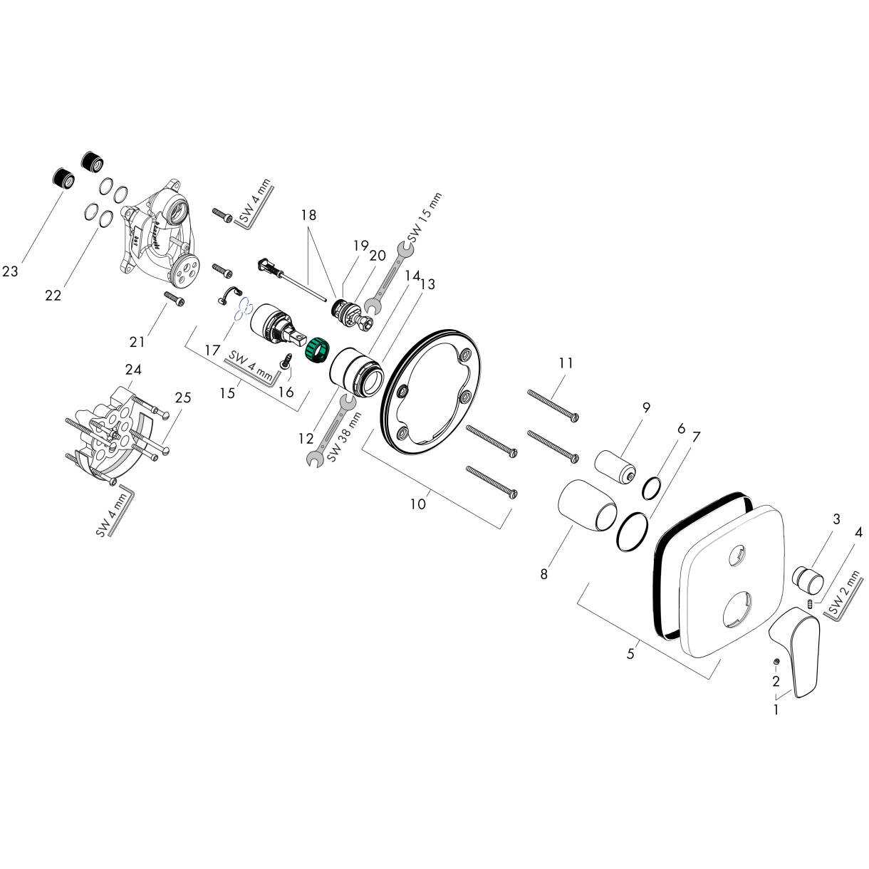 HANSGROHE Talis E Tek kollu banyo bataryası ankastre montaj #71745990 - Parlak Altın Optik resmi