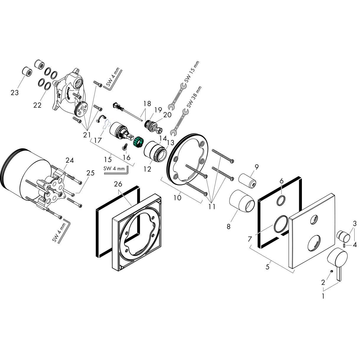 Зображення з  HANSGROHE Finoris Single lever bath mixer for concealed installation for iBox universal #76415670 - Matt Black