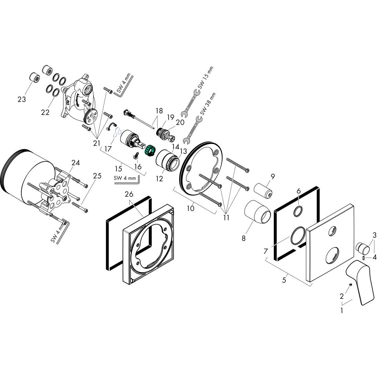 εικόνα του HANSGROHE Vivenis Single lever bath mixer for concealed installation for iBox universal #75415700 - Matt White