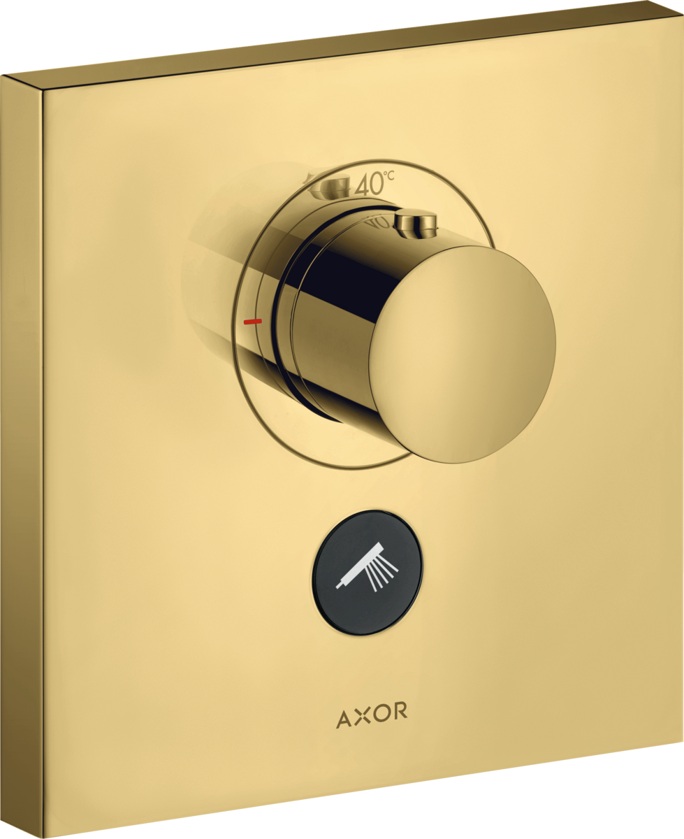 εικόνα του HANSGROHE AXOR ShowerSelect Thermostat HighFlow for concealed installation square for 1 function and additional outlet #36716990 - Polished Gold Optic