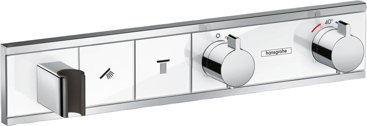 εικόνα του HANSGROHE RainSelect Thermostat for concealed installation for 2 functions with integrated shower holder #15355400 - White/Chrome
