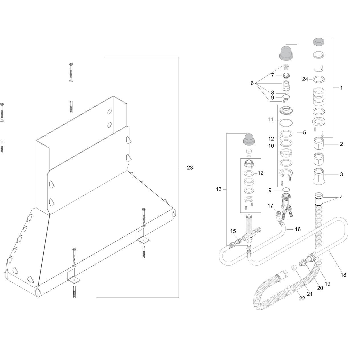 Зображення з  HANSGROHE Basic set for 3-hole rim mounted single lever bath mixer #13437180