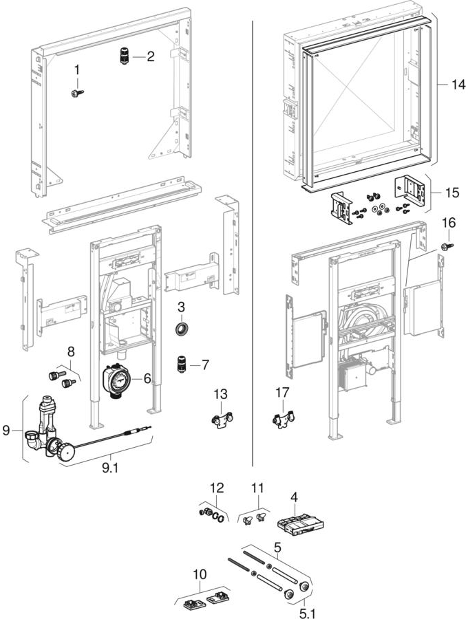Bild von GEBERIT Duofix Montageplatte für Waschtisch mit Unterschrank und einer Waschtischarmatur zentrisch #111.955.00.1