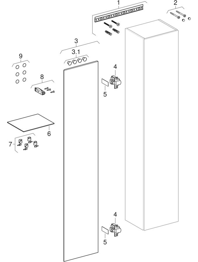 εικόνα του GEBERIT ONE tall cabinet with one door sand grey / high-gloss coated #505.083.00.4