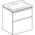 Bild von GEBERIT iCon Set Möbelwaschtisch schmaler Rand, mit Unterschrank, zwei Schubladen und Waschbeckenanschluss #502.336.JL.1 - Waschtisch: weiß Korpus und Front: sand-grau / lackiert hochglänzend Griff: sand-grau / pulverbeschichtet matt