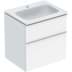 Bild von GEBERIT iCon Set Möbelwaschtisch schmaler Rand, mit Unterschrank, zwei Schubladen und Waschbeckenanschluss #502.336.01.3 - Waschtisch: weiß Korpus und Front: weiß / lackiert matt Griff: weiß / pulverbeschichtet matt