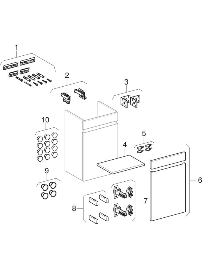 Obrázek GEBERIT Renova Plan umyvadlová skříňka pro umyvadlo, jednodveřová #501.903.01.1 - bílá / vysoce lesklý lak