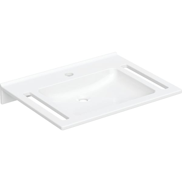 GEBERIT Publica Waschtisch eckiges Design, mit Ausschnitten, barrierefrei #402170016 - weiß-alpin / matt