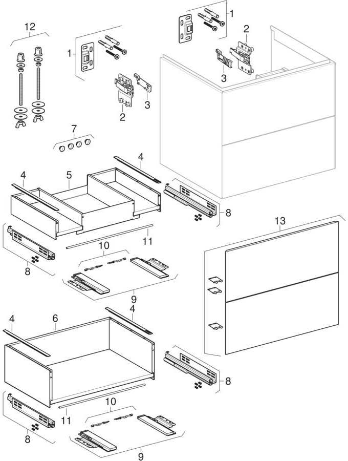 Picture of GEBERIT ONE cabinet for washbasin, with two drawers white / high-gloss coated #505.264.00.1