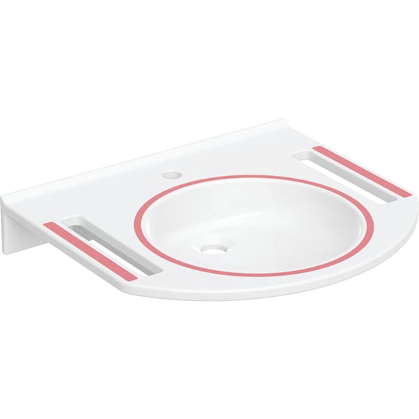 GEBERIT Publica Waschtisch rundes Design, mit Ausschnitten, barrierefrei, demenzgerecht #500.668.01.2 - weiß-alpin / matt