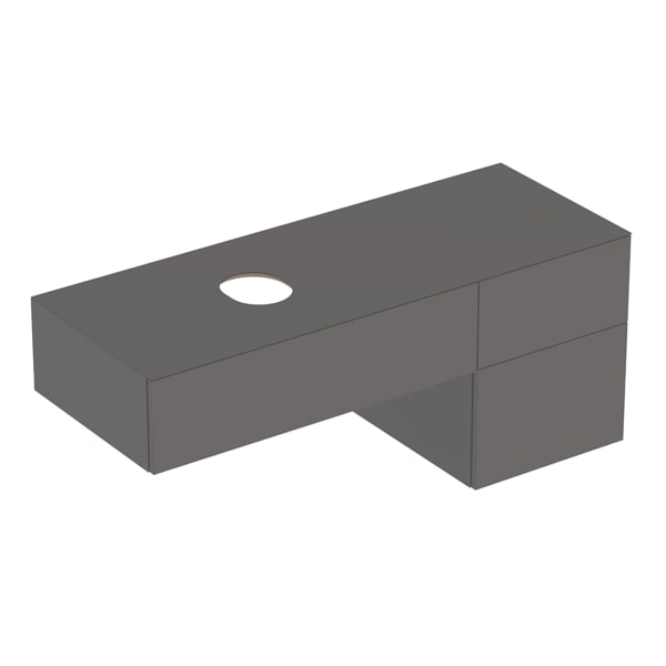 GEBERIT VariForm Unterschrank für Aufsatzwaschtisch, mit drei Schubladen, Ablagefläche und Geruchsverschluss #501.190.00.1 - Korpus und Front: lava / lackiert matt Deckplatte: lava / melaminbeschichtet matt