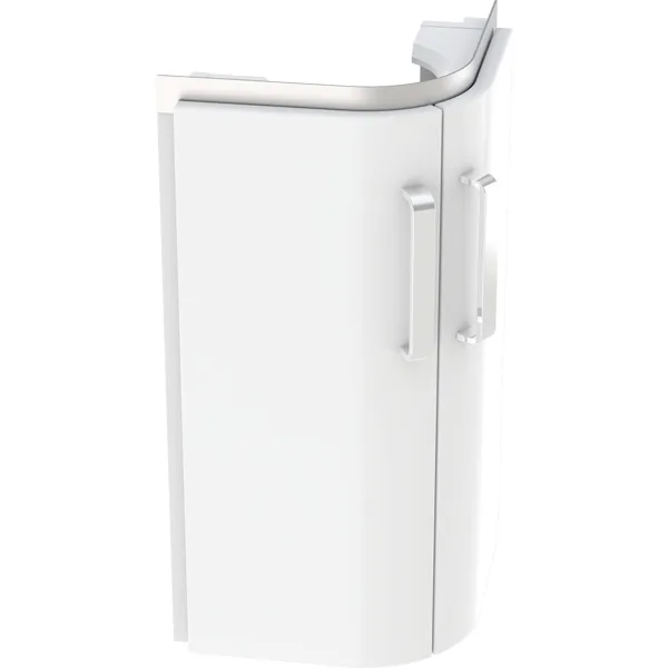 Picture of GEBERIT Renova Compact vanity unit for corner washbasin, with two doors #862132000 - Body: white / matt lacquered Front: white / high-gloss lacquered