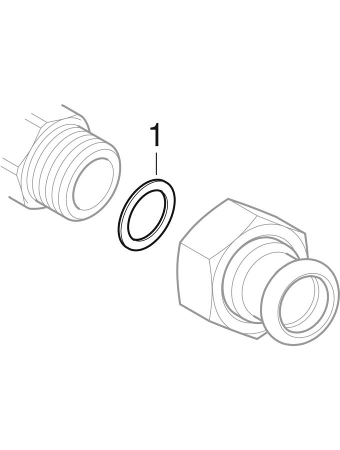 Зображення з  GEBERIT Mapress Stainless Steel adaptor union with male thread, union nut made of CrNi steel (gas) #34433