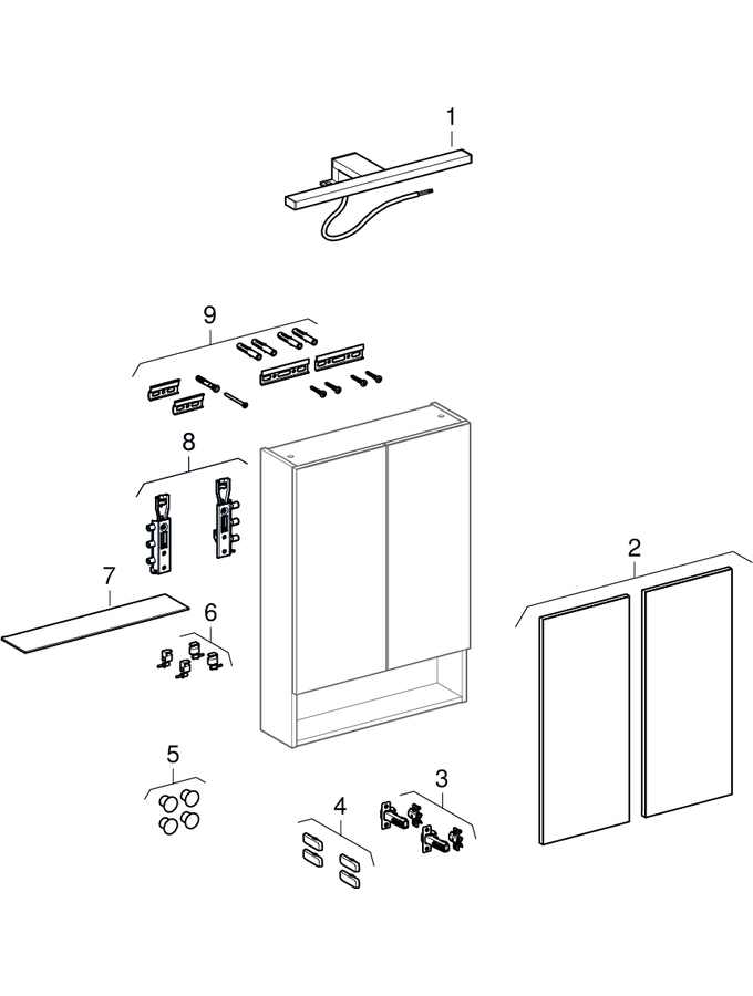 εικόνα του GEBERIT Renova Plan mirror cabinet with two doors #502.366.JK.1 - lava / matt lacquered