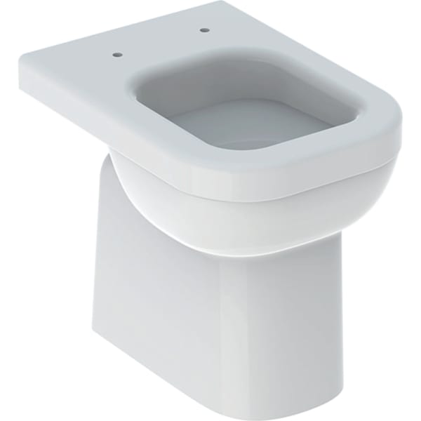 Picture of GEBERIT Renova Comfort Square Washdown WC, raised, height 46 cm, semi-closed design, horizontal outlet #218500600 - white / KeraTect