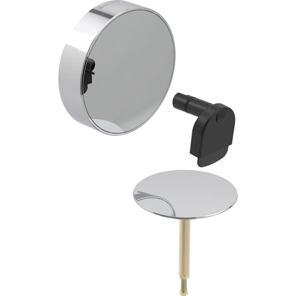 Picture of GEBERIT Split ready-to-fit set, d52, for bathtub drain with turn handle and inlet gloss chrome-plated #150.481.21.1