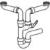 Bild von GEBERIT Rohrbogensiphon für zwei versetzte Spülbecken, mit Winkelschlauchtülle, Abgang horizontal #152.818.11.1 - weiß-alpin