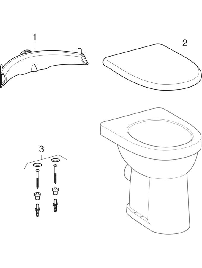 GEBERIT Renova Comfort ayaklı klozet, yükseltilmiş, yükseklik 45 cm, yatay çıkış beyaz / KeraTect #218510600 resmi