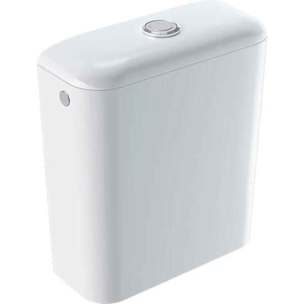 Picture of GEBERIT iCon surface-mounted cistern, dual flush, water connection at the side or bottom #229420600 - white / KeraTect