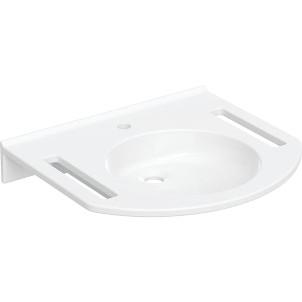 GEBERIT Publica Waschtisch rundes Design, mit Ausschnitten, barrierefrei #402160016 - weiß-alpin / matt