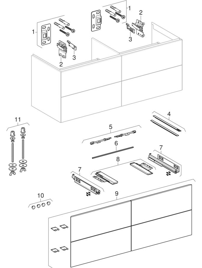 Bild von GEBERIT ONE Unterschrank für Aufsatzwaschtisch, mit vier Schubladen #505.266.00.4 - sandgrau / lackiert hochglänzend