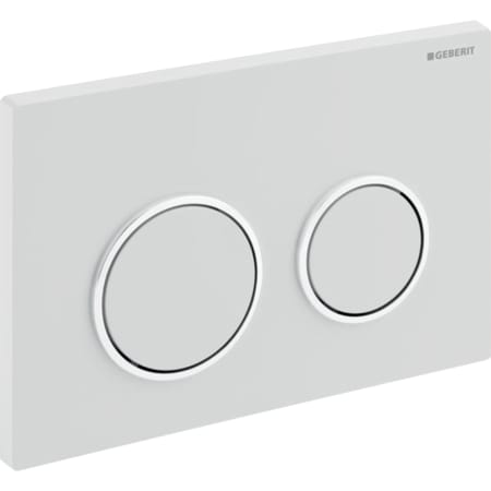 Picture of GEBERIT Omega20 flush plate for dual flush Plate and buttons: white Design rings: gloss chrome-plated #115.085.KJ.1