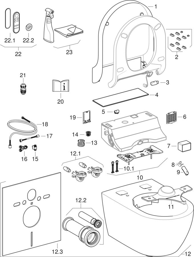 Obrázek GEBERIT AquaClean Tuma Comfort kompletní WC systém závěsné WC #146.290.SJ.1 - WC keramický spotřebič: bílá / KeraTect design kryt: černé sklo