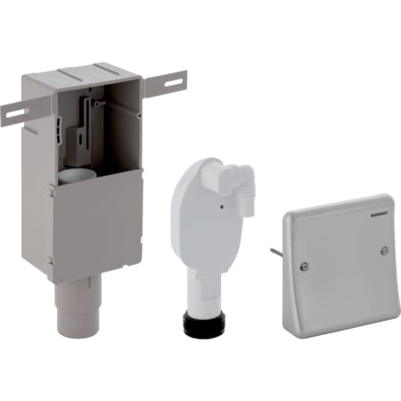 Picture of GEBERIT set concealed odour trap for appliances, with one connection, wall installation box and cover plate #152.232.00.1