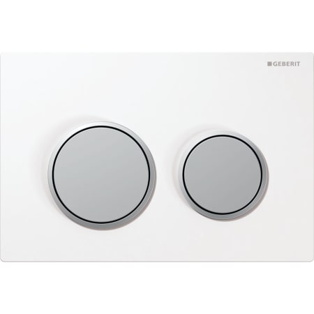 Picture of GEBERIT Omega20 flush plate for dual flush Plate and buttons: matt chrome-coated, easy-to-clean coated Design rings: gloss chrome-plated #115.085.JQ.1