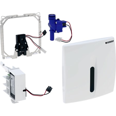 εικόνα του GEBERIT urinal flush control with electronic flush actuation, mains operation, plastic cover plate #115.817.46.5 - matt chrome-plated