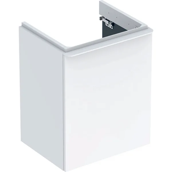 Picture of GEBERIT Smyle Square cabinet for handrinse basin, with one door Body and front: white / high-gloss coated Handle: white / matt powder-coated #500.351.00.1