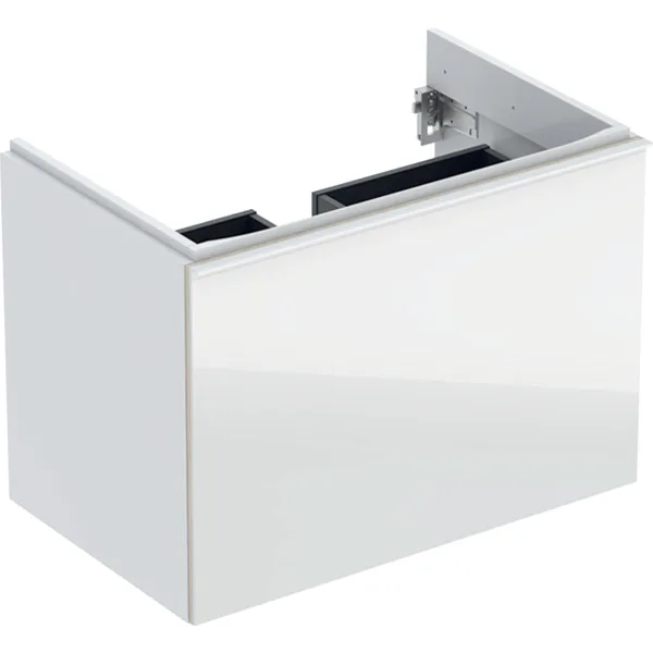 Picture of GEBERIT Acanto cabinet for washbasin, with one drawer, one internal drawer and trap Body: high-gloss coated / white Drawers: white / shiny glass #500.609.01.2