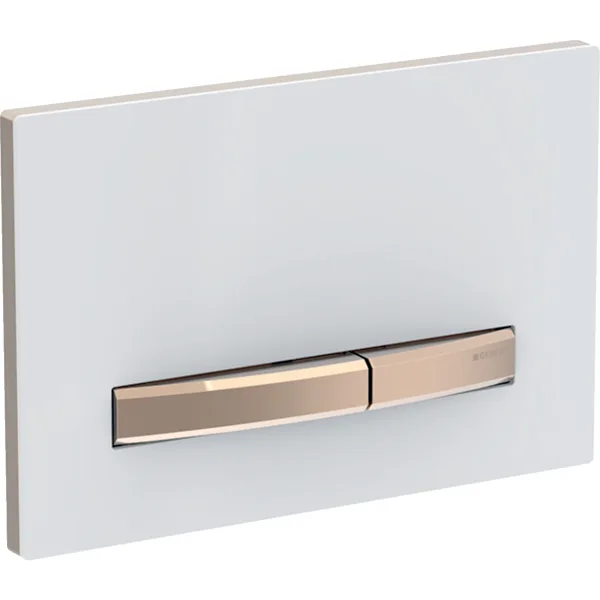 Picture of GEBERIT Sigma50 flush plate for dual flush, metal colour red gold Base plate and buttons: red gold Cover plate: black #115.670.DW.2