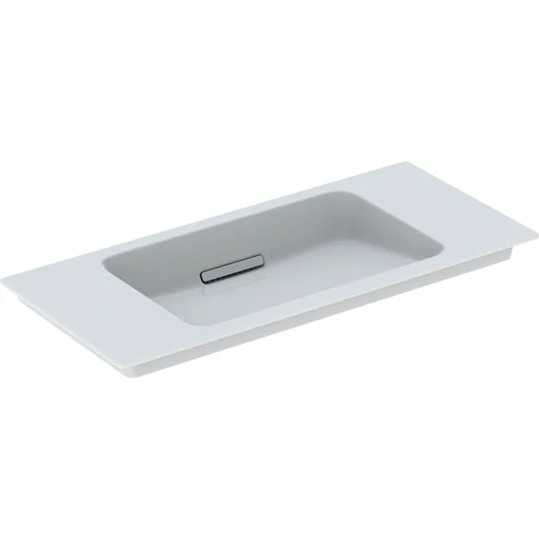 GEBERIT ONE mobilya lavabo yatay çıkışlı, kısa projeksiyonlu Lavabo: beyaz / KeraTect trim: parlak krom kaplama 500.395.01.1 resmi