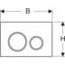 Bild von GEBERIT Sigma21 Betätigungsplatte für 2-Mengen-Spülung, Metallfarbe schwarzchrom #115.651.SI.1 - Grundplatte und Designringe: schwarzchrom Deckplatte und Tasten: weiß