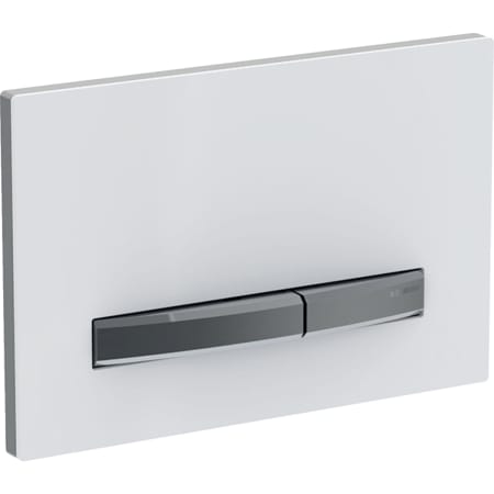 Picture of GEBERIT Sigma50 flush plate for dual flush, metal colour black chrome Base plate and buttons: black chrome Cover plate: Mustang slate #115.671.JM.2