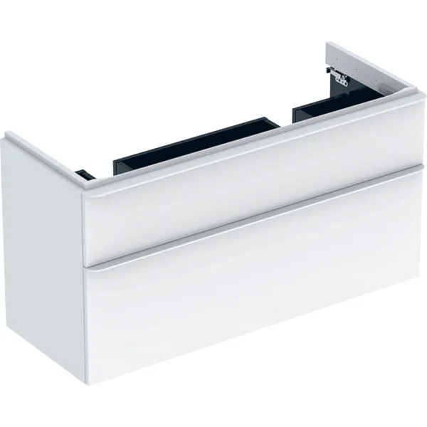 Picture of GEBERIT Smyle Square cabinet for double washbasin, with two drawers Body and front: white / high-gloss coated Handle: white / matt powder-coated #500.356.00.1